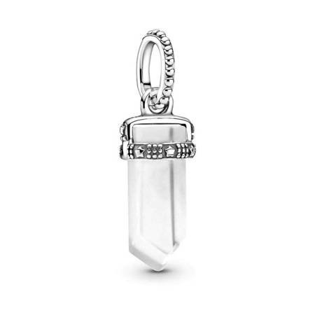 Srebrna przywieszka pr 925 Charms biały kryształ kamień amulet PAN185