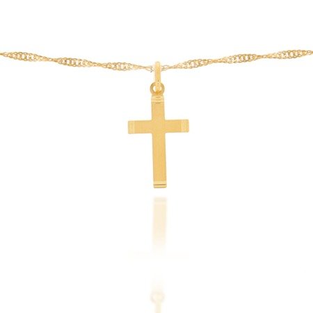 Złoty krzyżyk pr. 585 Krzyżyk płaski prążki ZK006