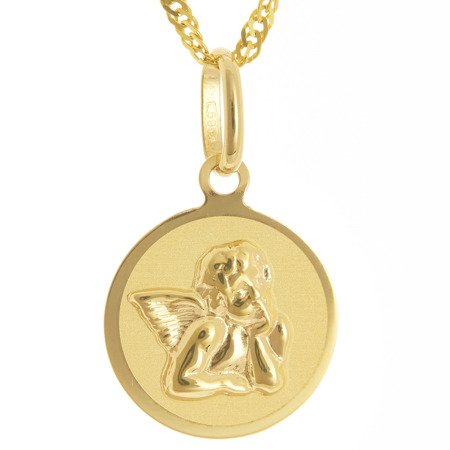Złoty medalik pr. 585 Aniołek kółko  ZM107